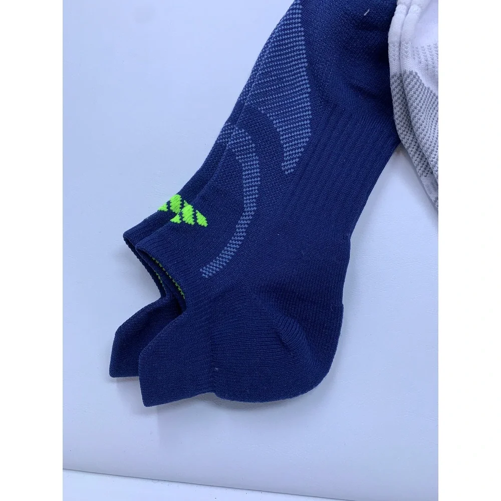 Adidas Mens OS Navy White Athletic Arch Compression No Show Socks 2 Pair Pack